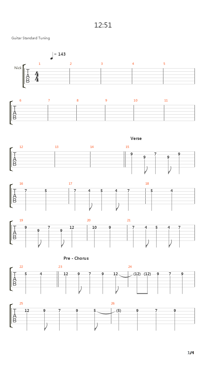 12 51吉他谱