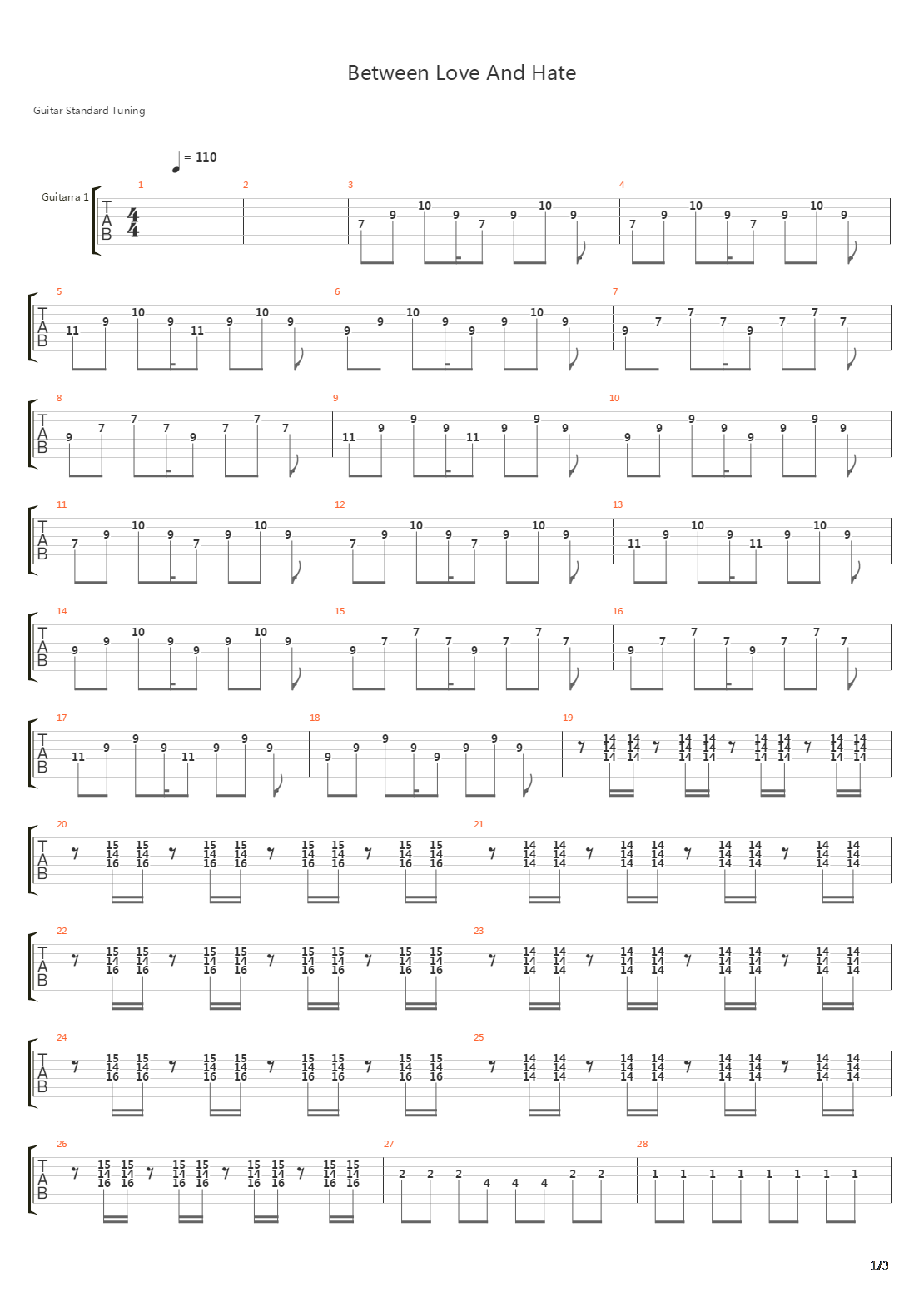 Between Love & Hate吉他谱