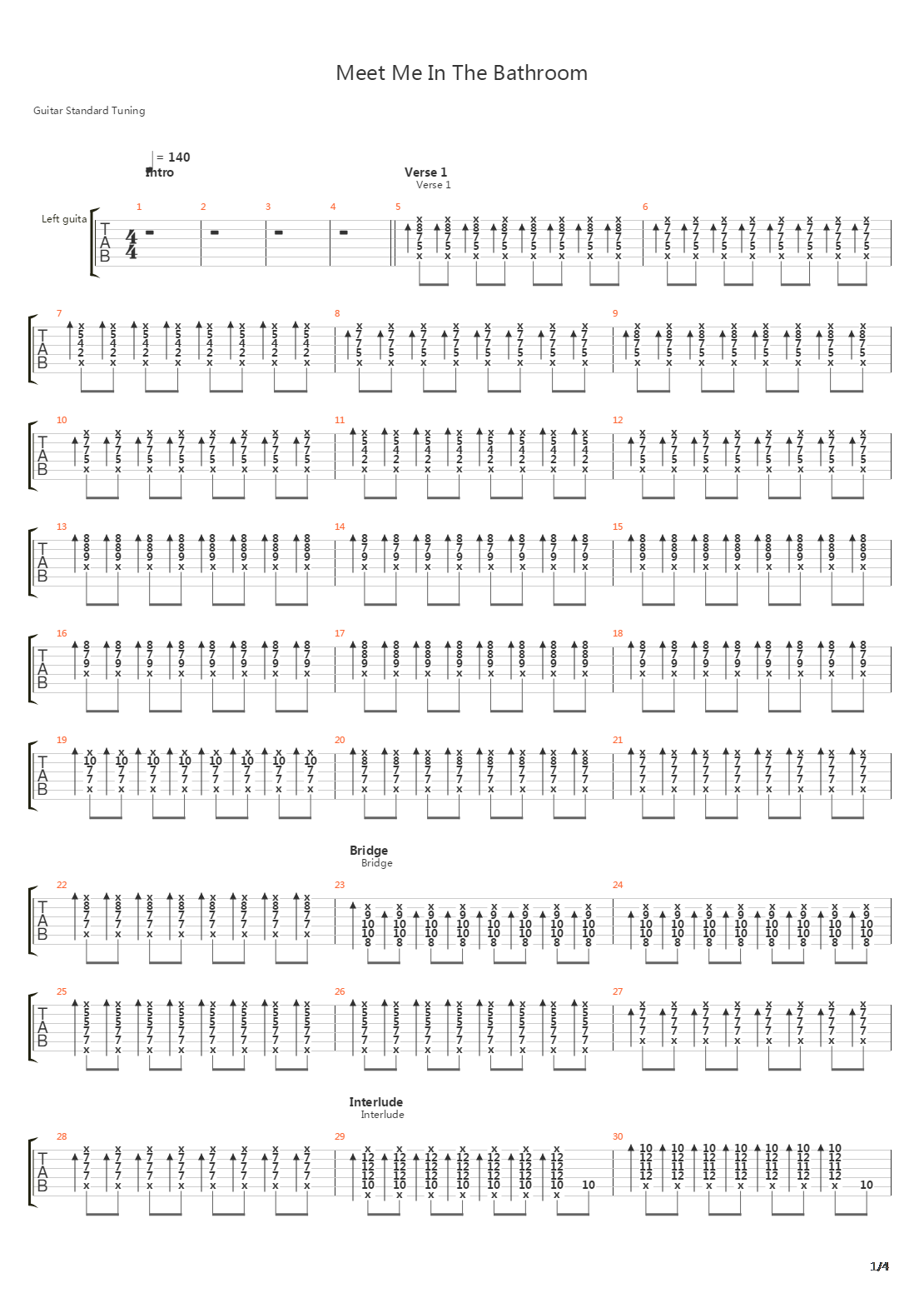 Meet Me In The Bathroom吉他谱