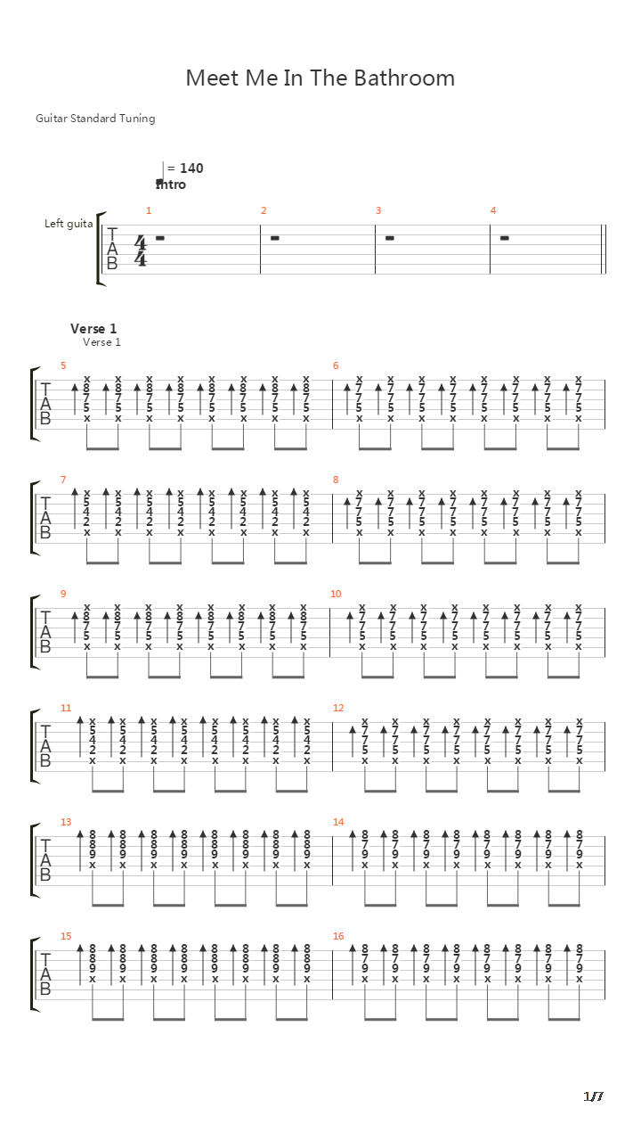 Meet Me In The Bathroom吉他谱