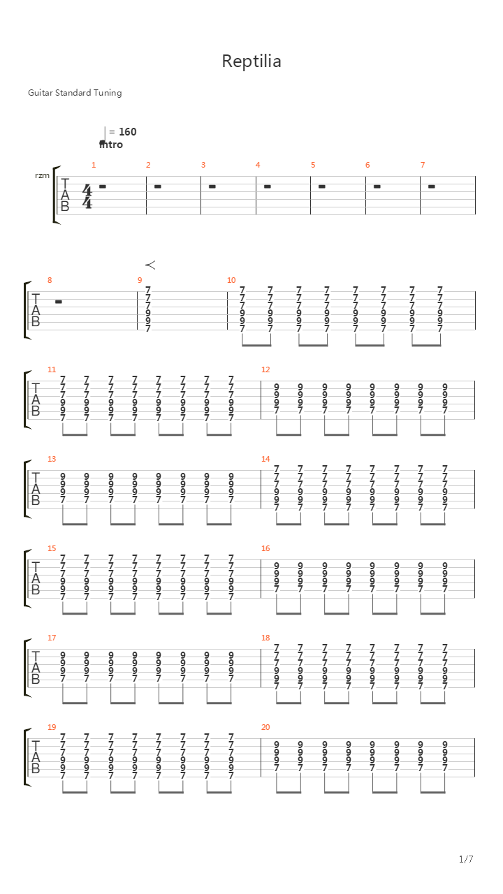 Reptilia吉他谱