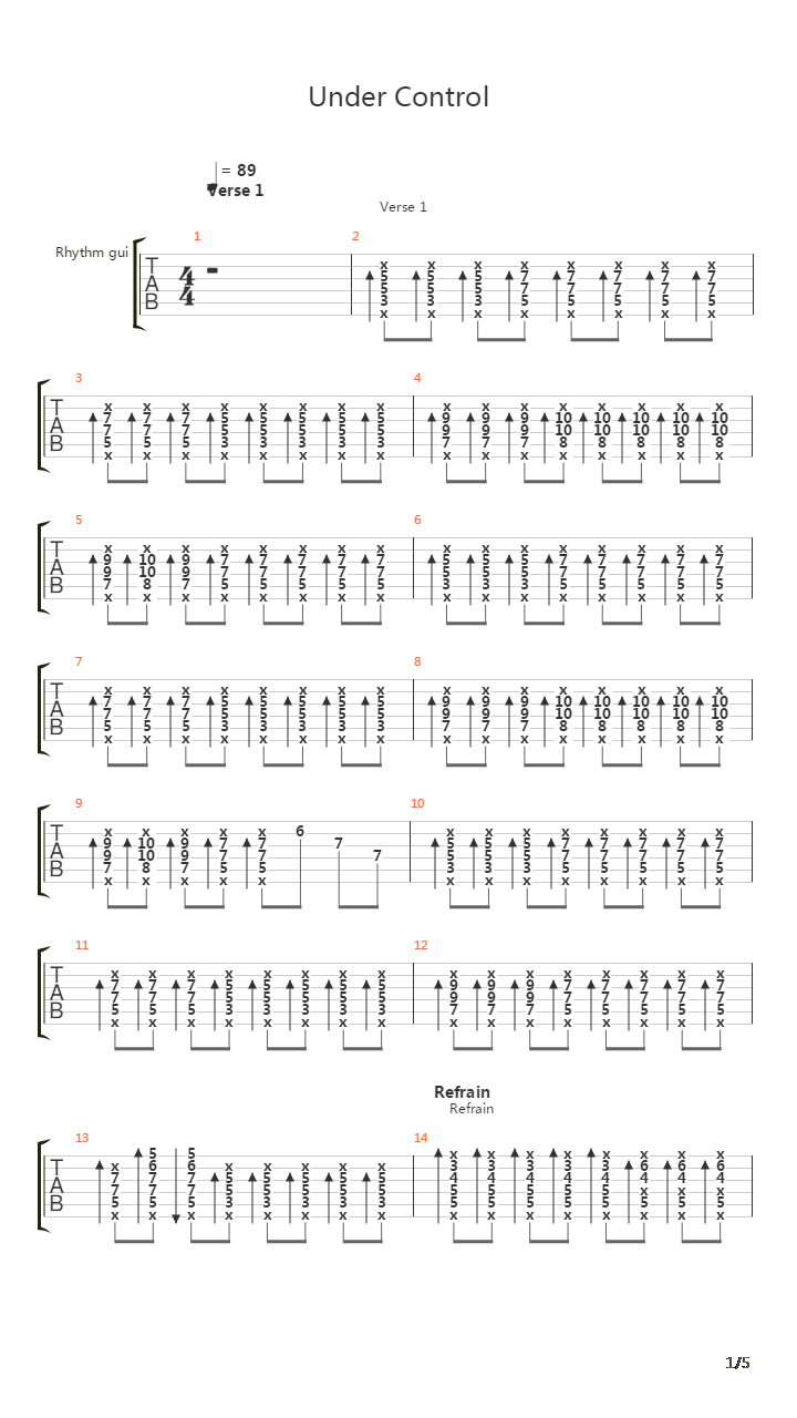 Under Control吉他谱