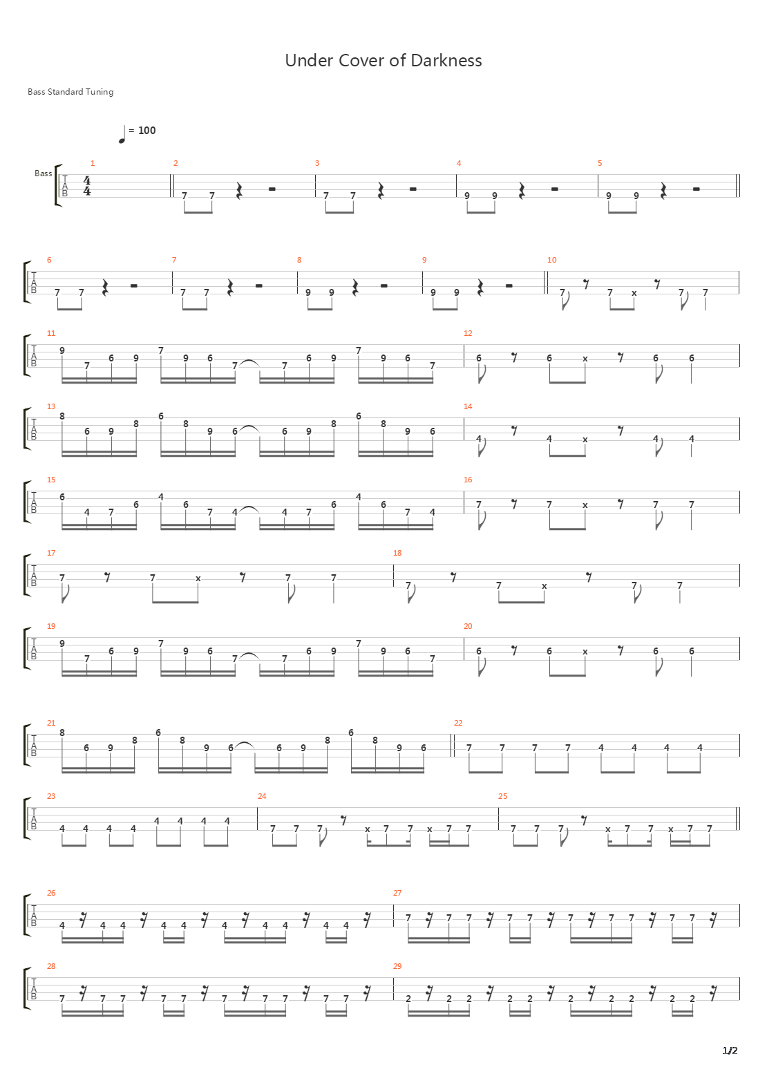 Under Cover of Darkness (Bass Tutotial by Bas Shiver)吉他谱
