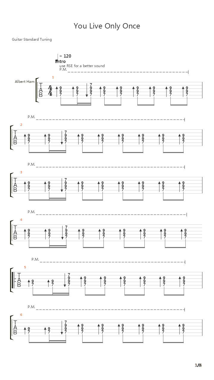 You Only Live Once吉他谱