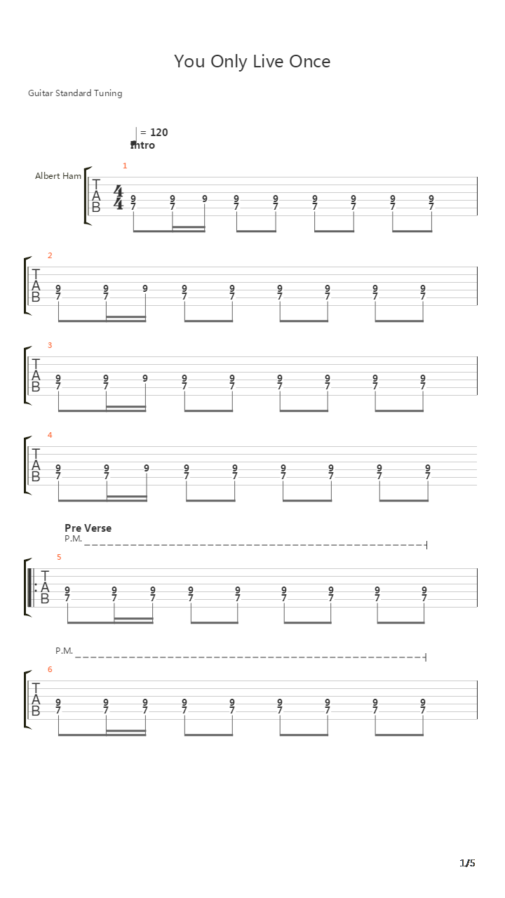 You Only Live Once吉他谱