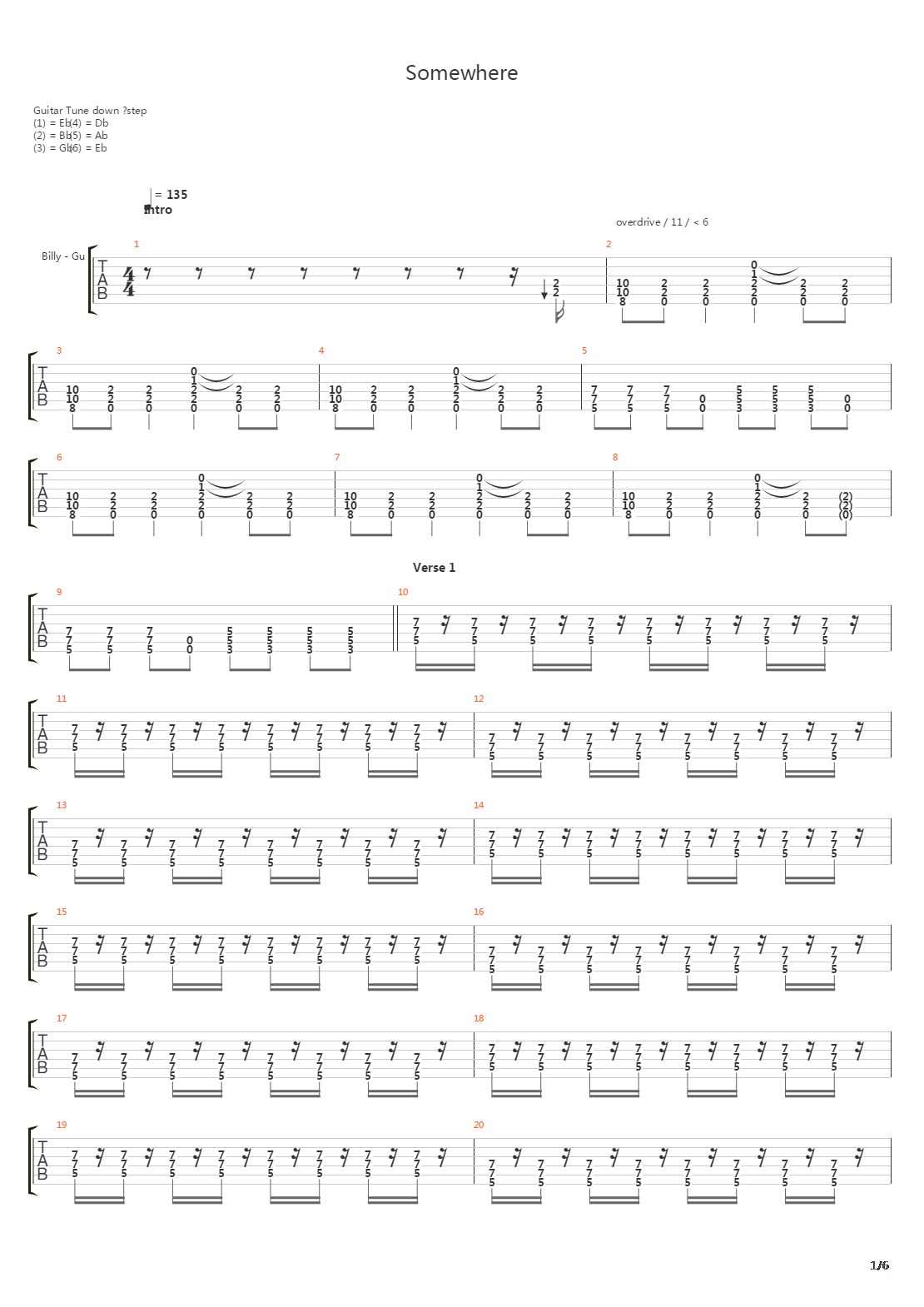 Somewhere吉他谱