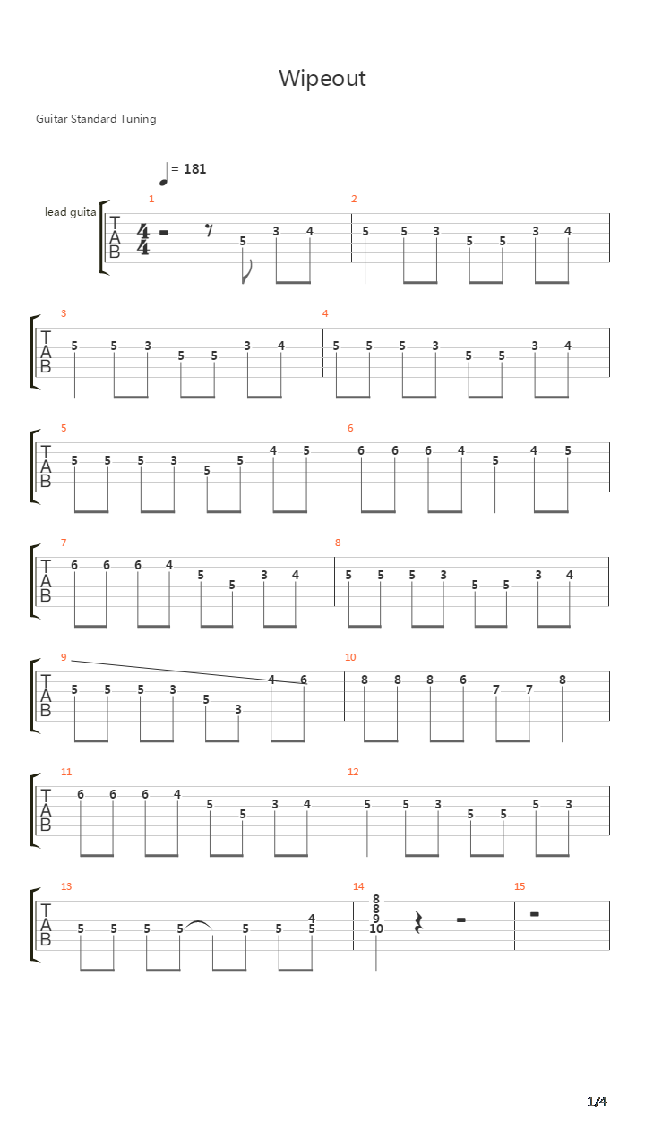 Wipeout吉他谱