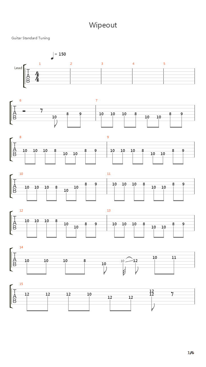 Wipeout吉他谱
