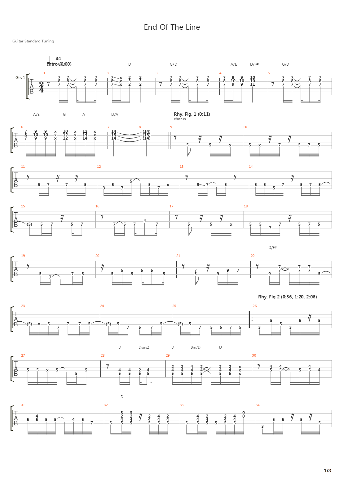 End Of The Line吉他谱