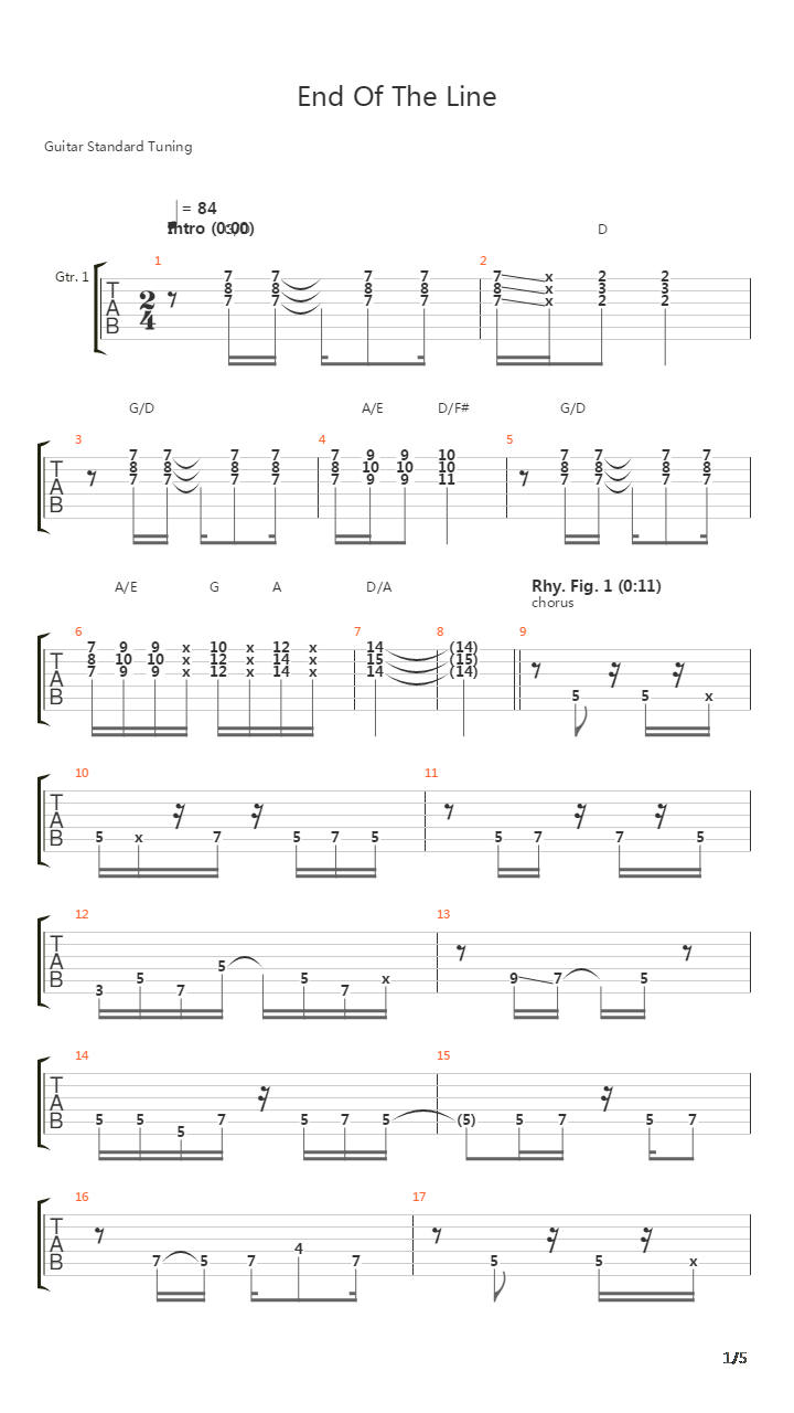 End Of The Line吉他谱