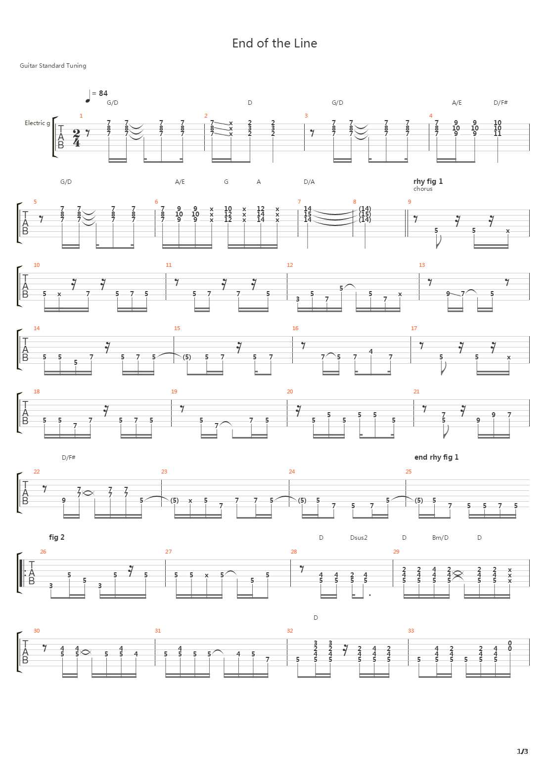 End of the Line吉他谱
