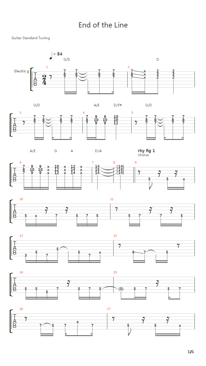 End of the Line吉他谱