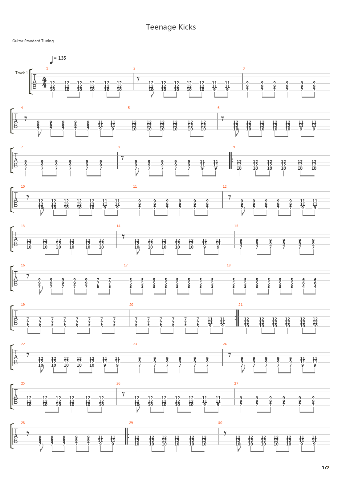 Teenage Kicks吉他谱