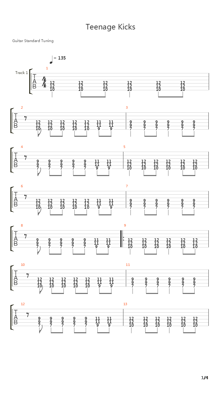 Teenage Kicks吉他谱