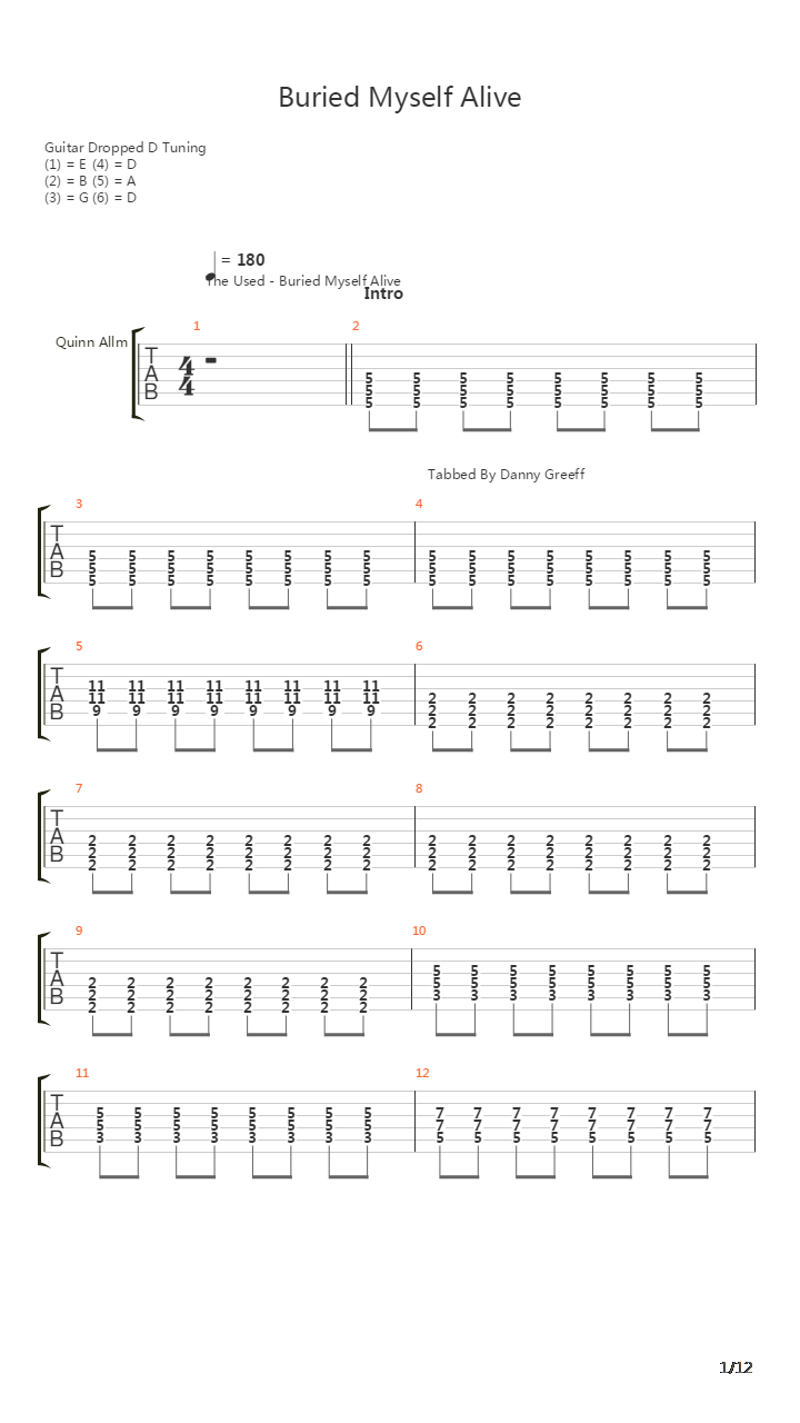 Buried Myself Alive吉他谱