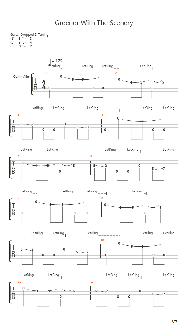 Greener With The Scenery吉他谱