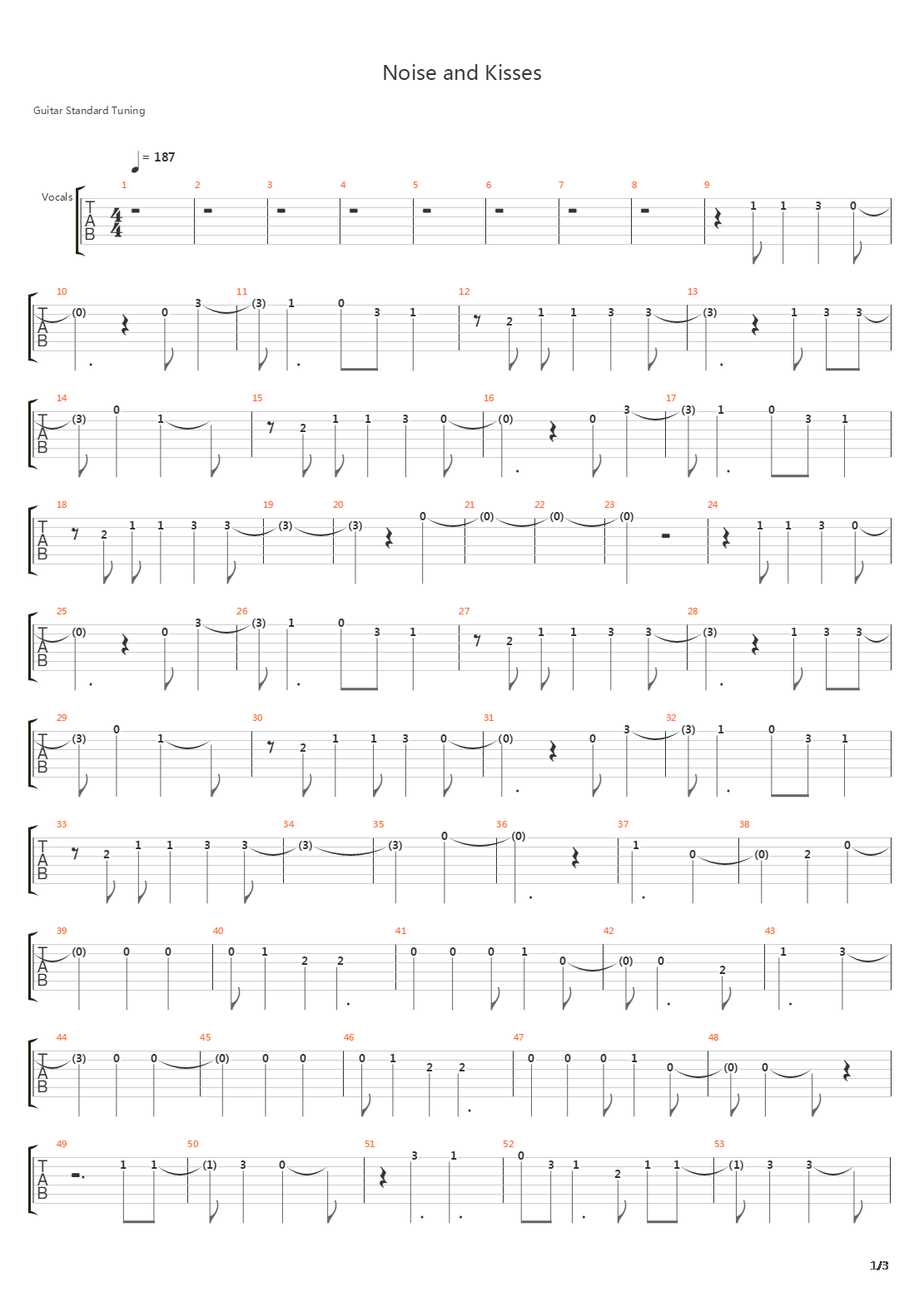 Noise And Kisses吉他谱