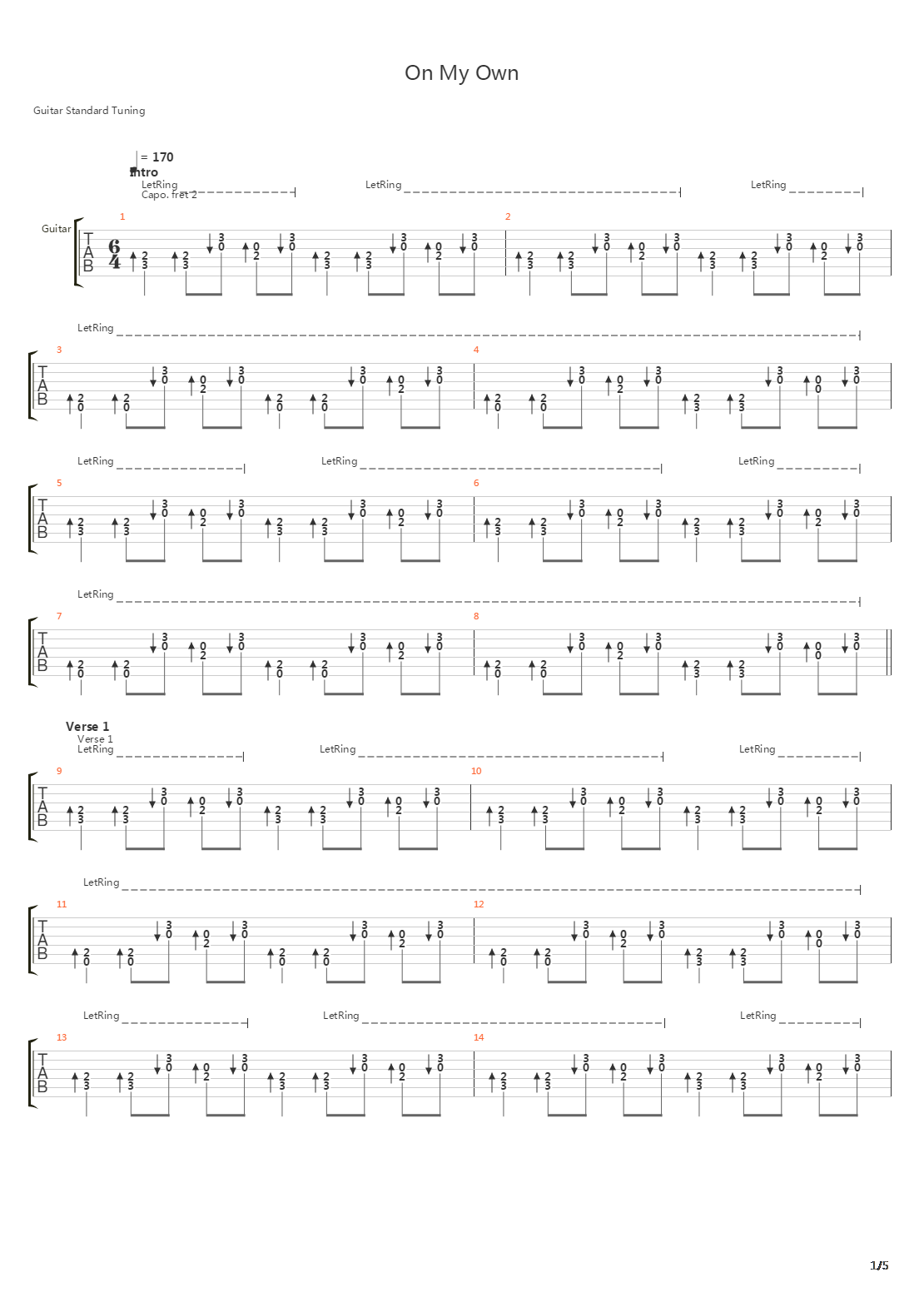 On My Own吉他谱