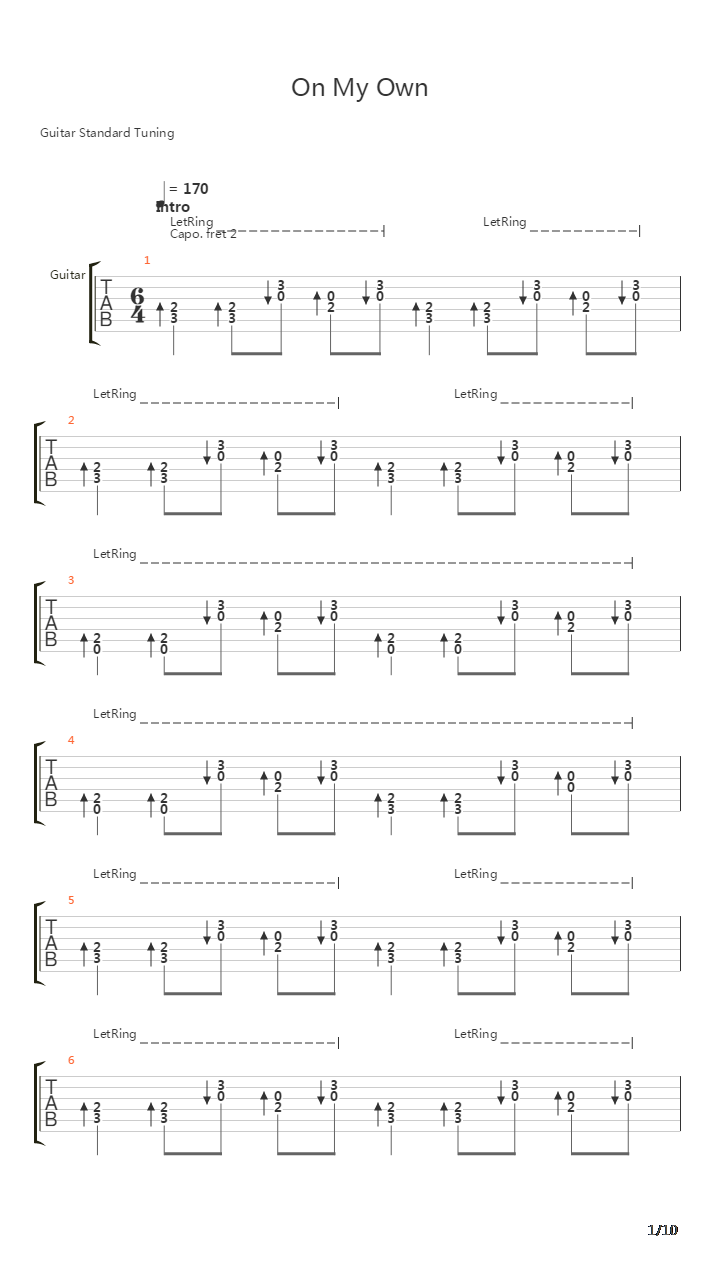 On My Own吉他谱