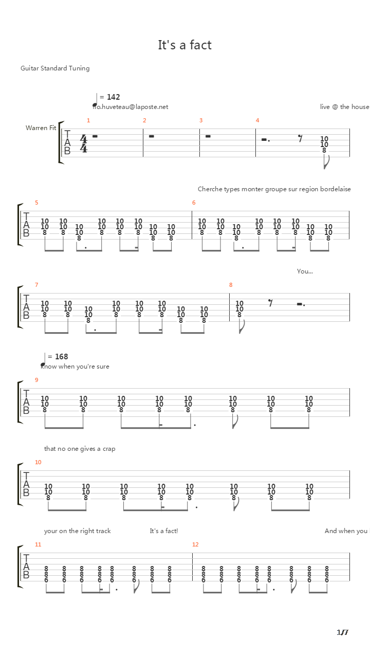 It's A Fact吉他谱
