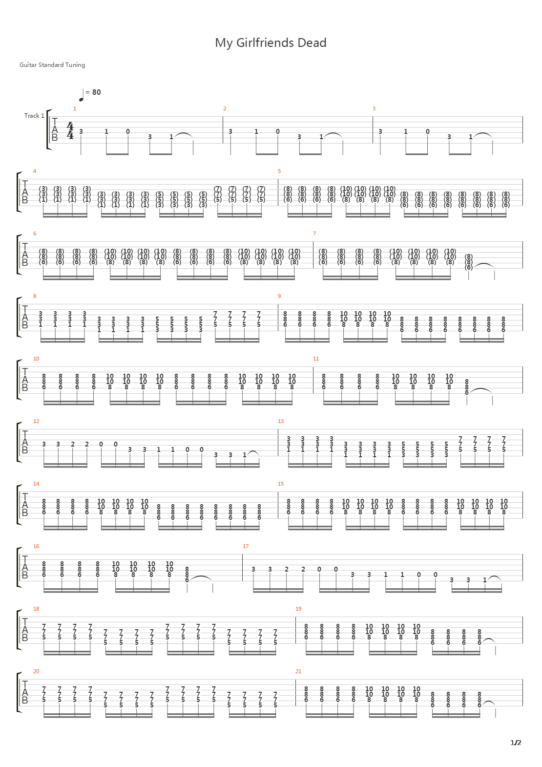 My Girlfriend's Dead吉他谱