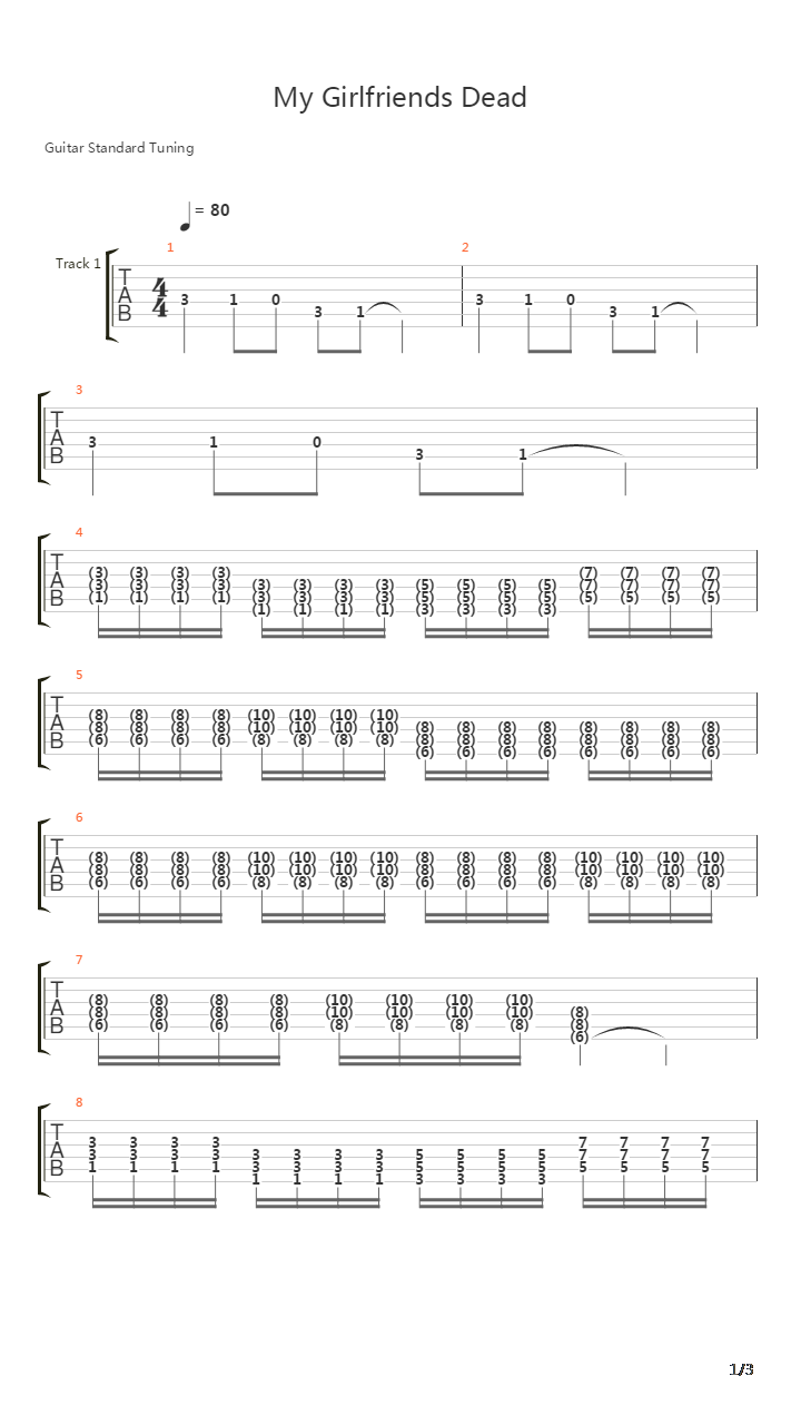 My Girlfriend's Dead吉他谱