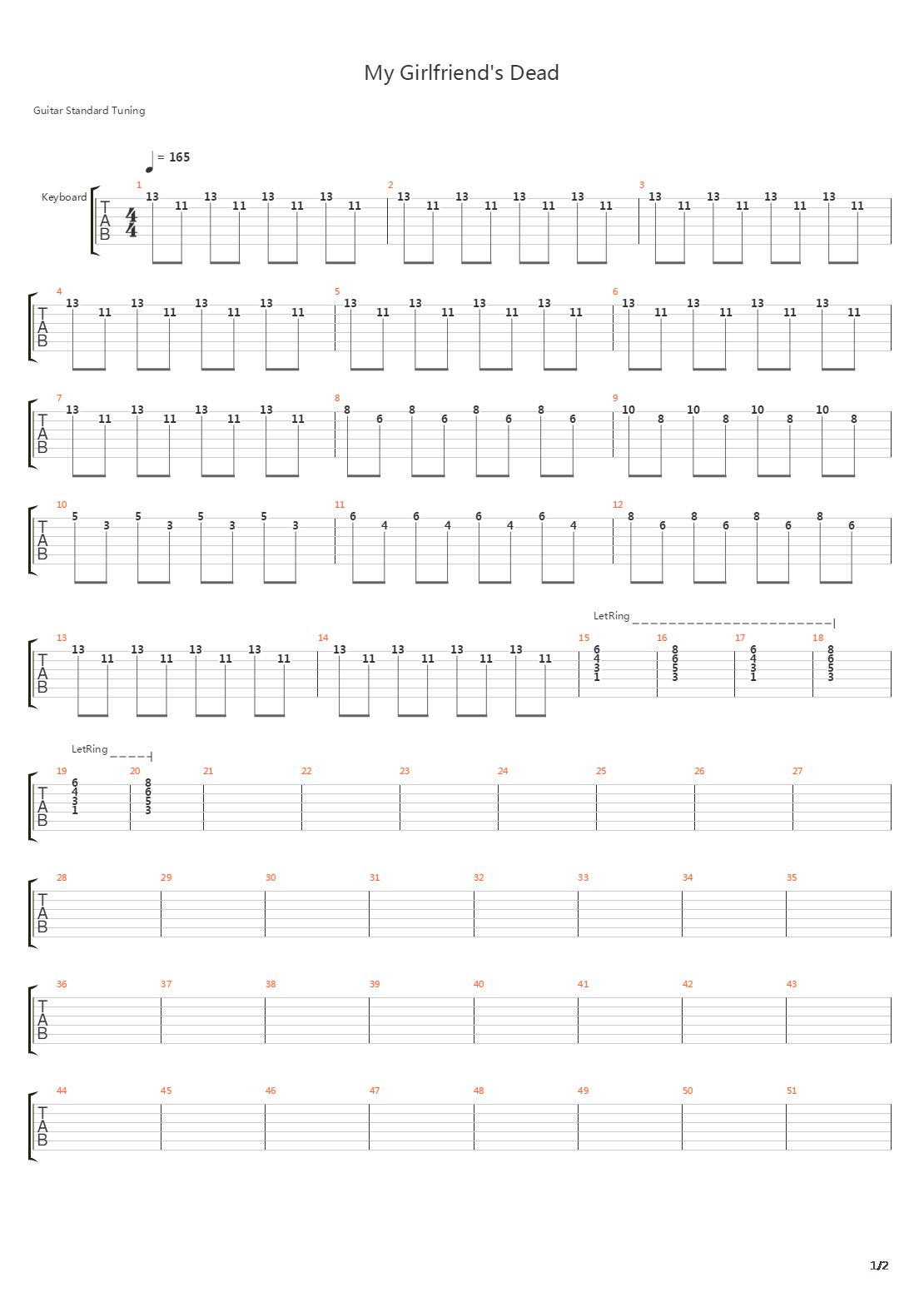 My Girlfriend's Dead吉他谱