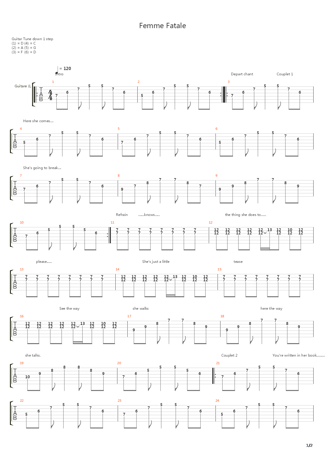 Femme Fatale吉他谱