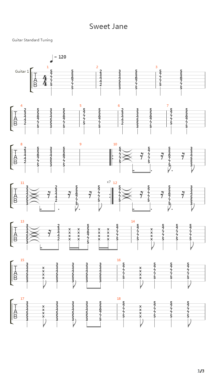 Sweet Jane吉他谱
