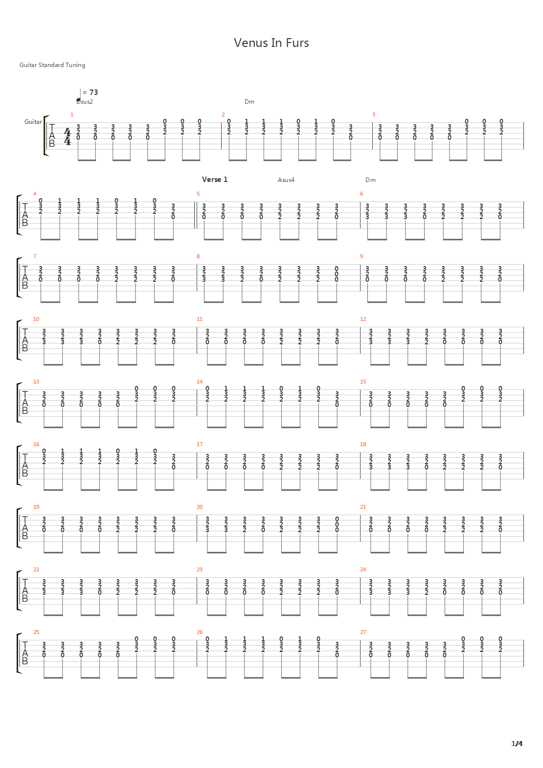 Venus In Furs吉他谱