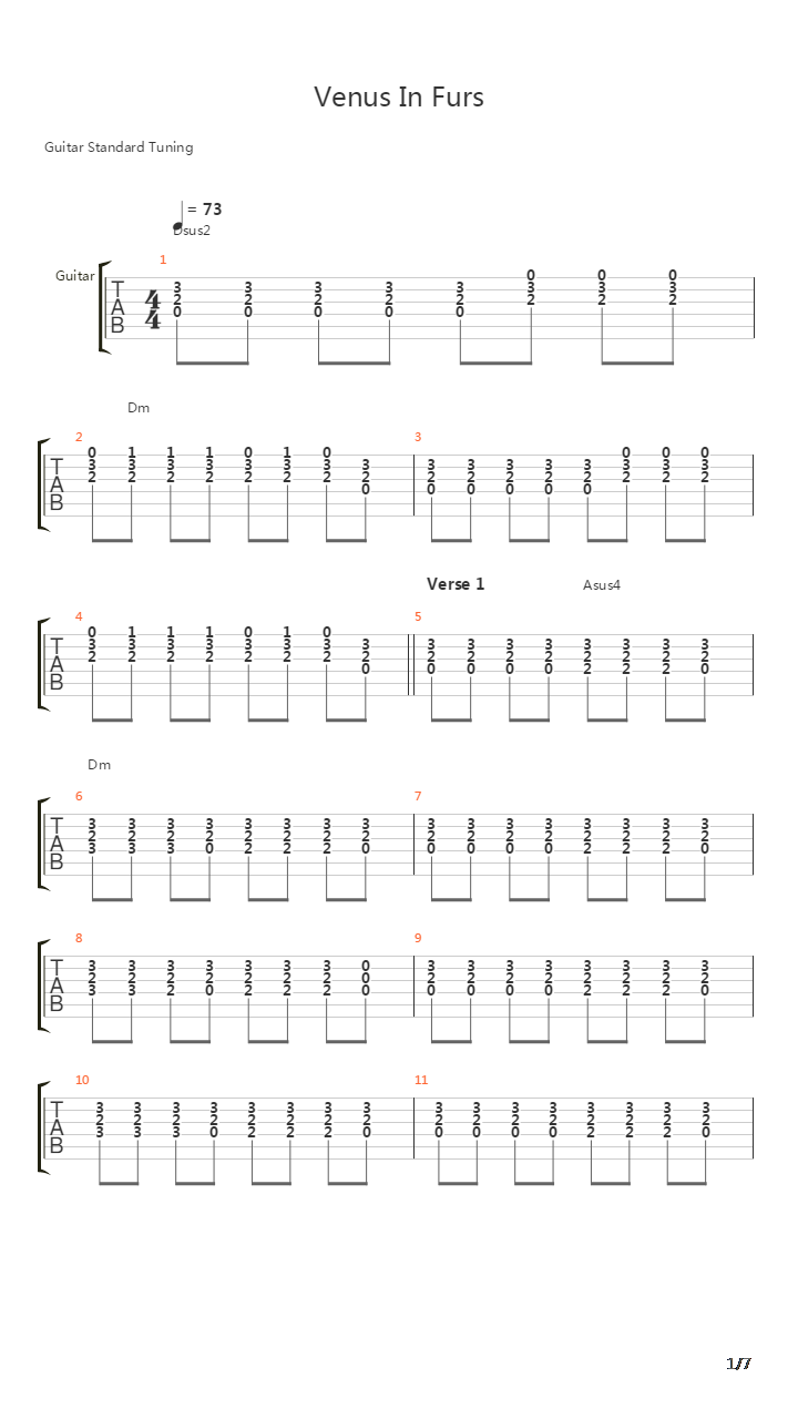 Venus In Furs吉他谱