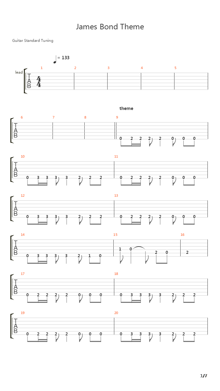 James Bond Theme吉他谱