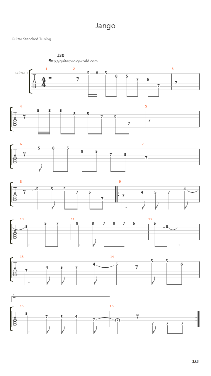 Jango吉他谱