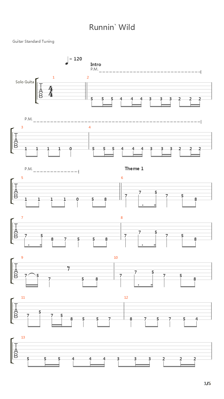 Runnin' Wild吉他谱