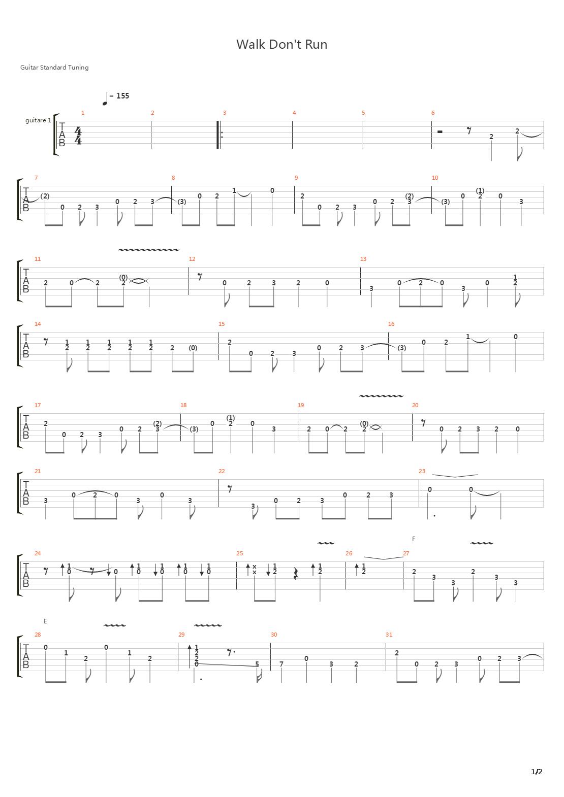 Walk, Don't Run吉他谱