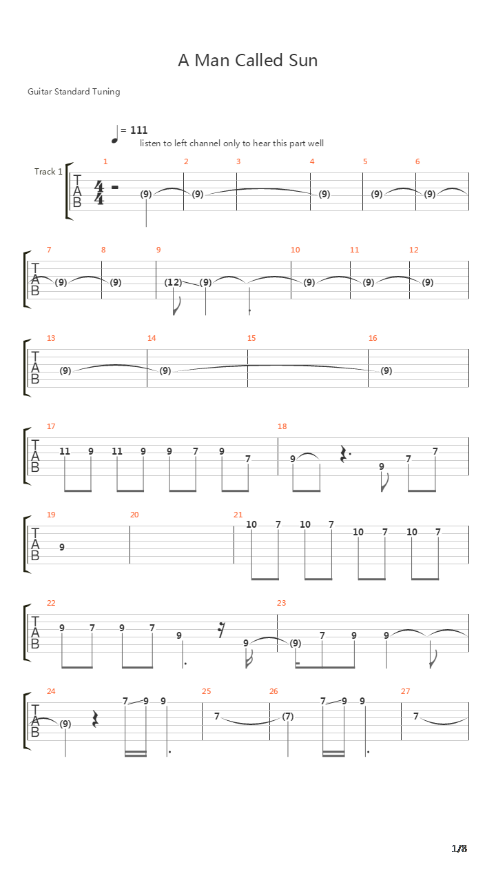 A Man Called Sun吉他谱