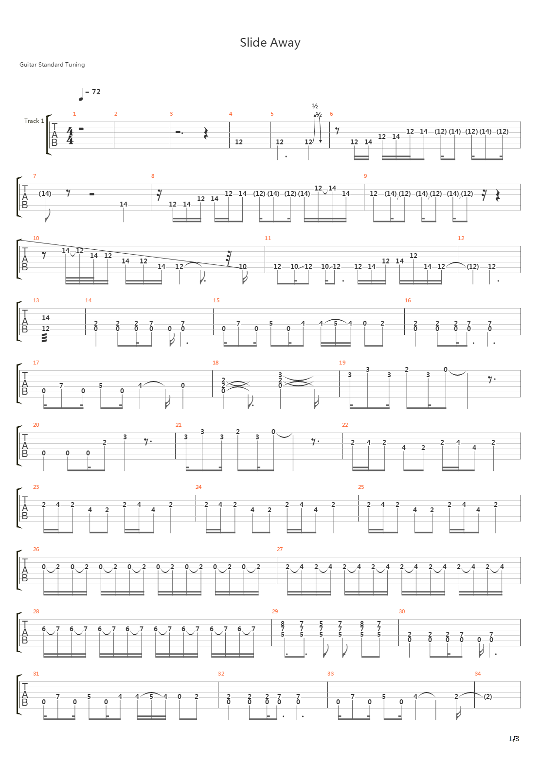 Slide Away吉他谱