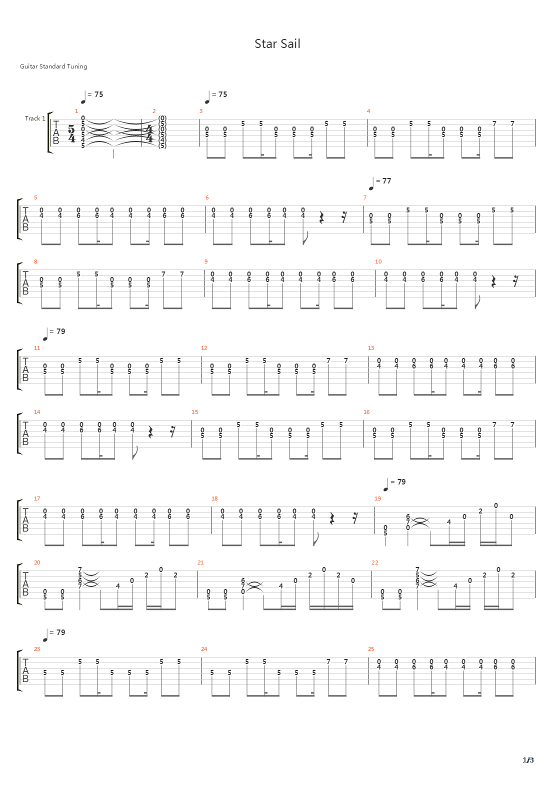星sailing吉他谱图片