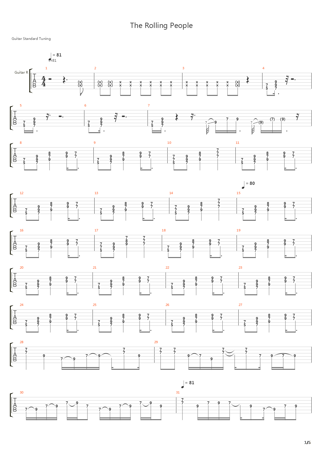 The Rolling People吉他谱