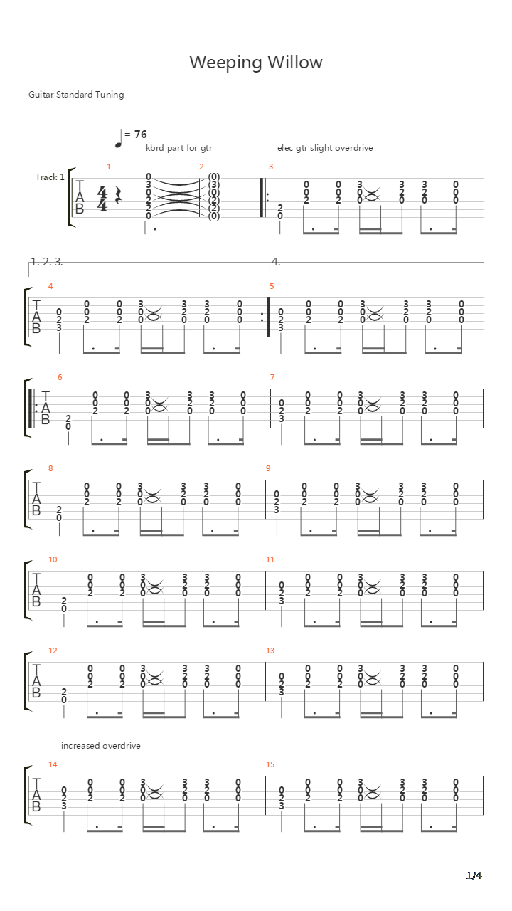 Weeping Willow吉他谱