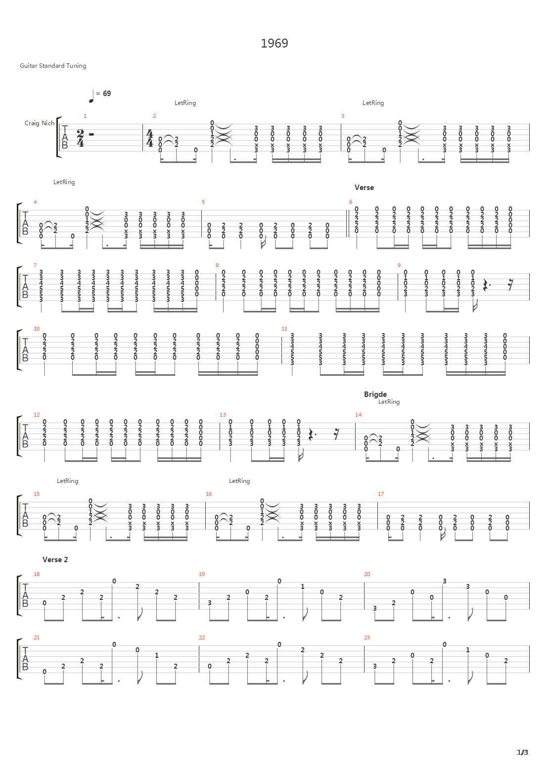 1969吉他谱