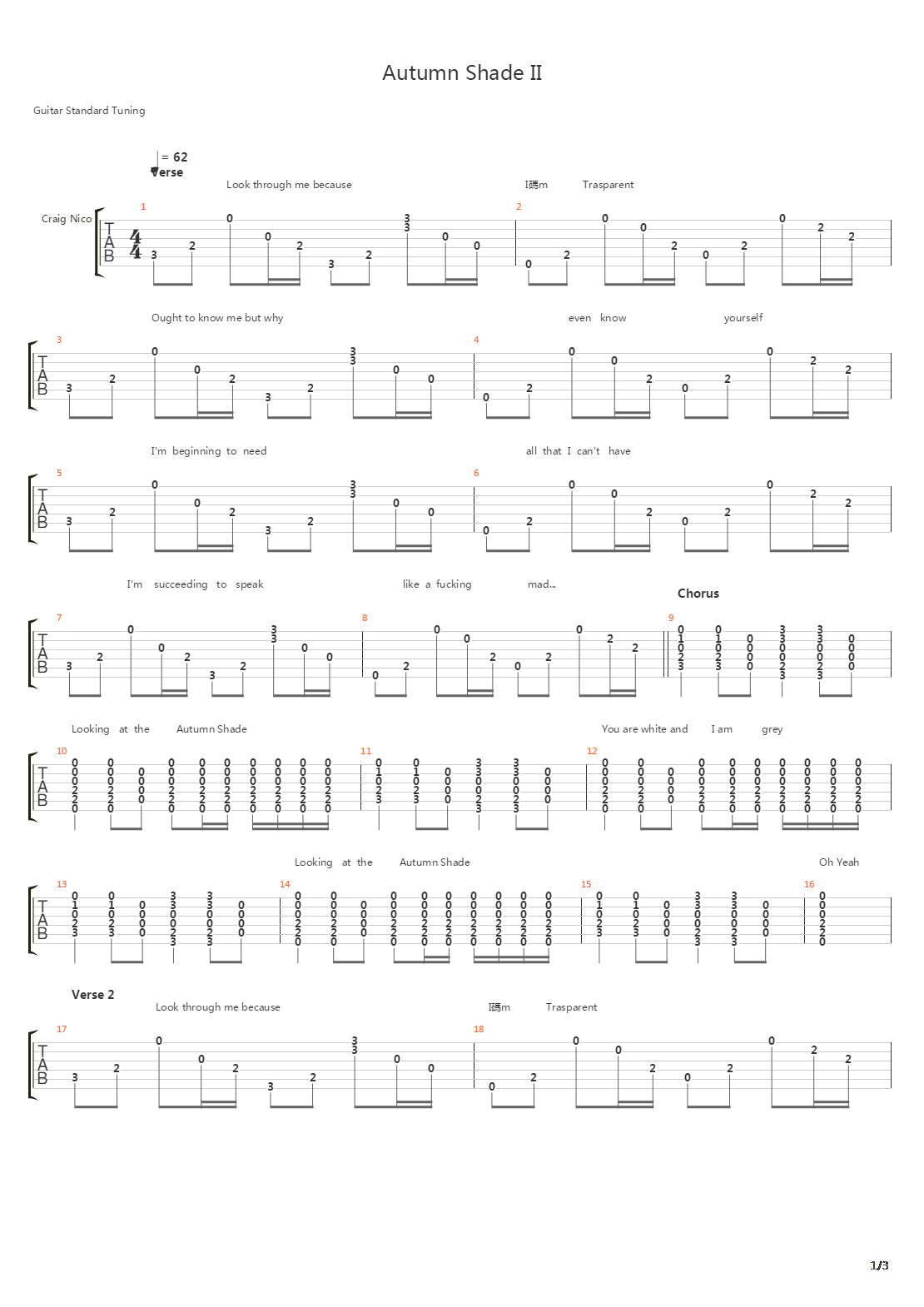 Autumn Shade, Part 2吉他谱