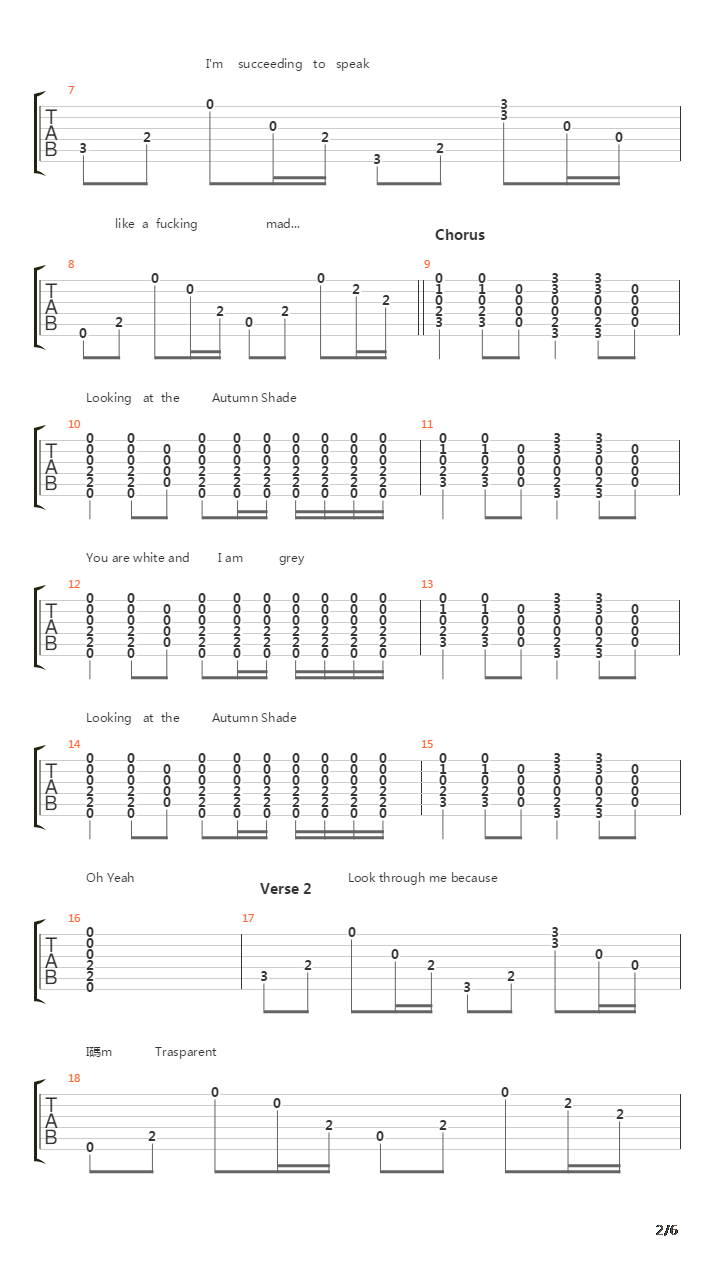 Autumn Shade, Part 2吉他谱