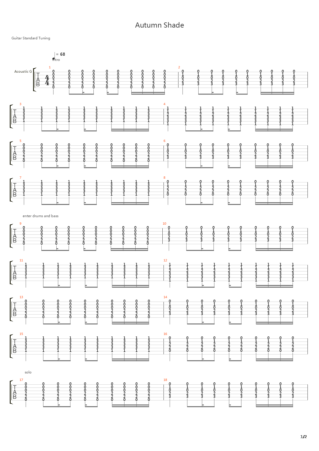 Autumn Shade吉他谱