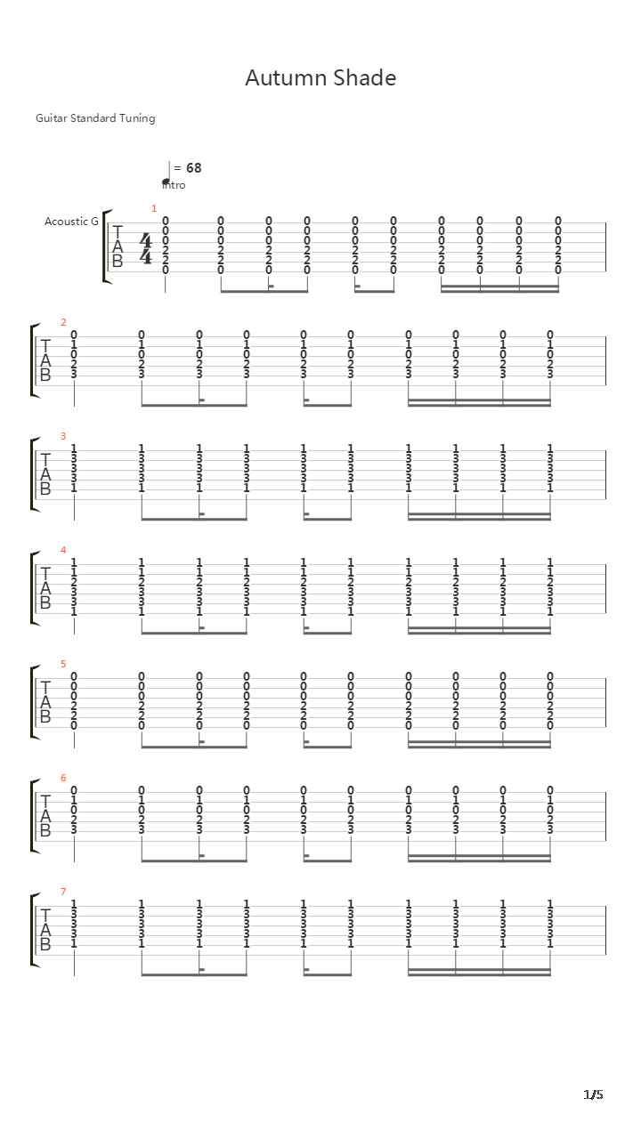Autumn Shade吉他谱