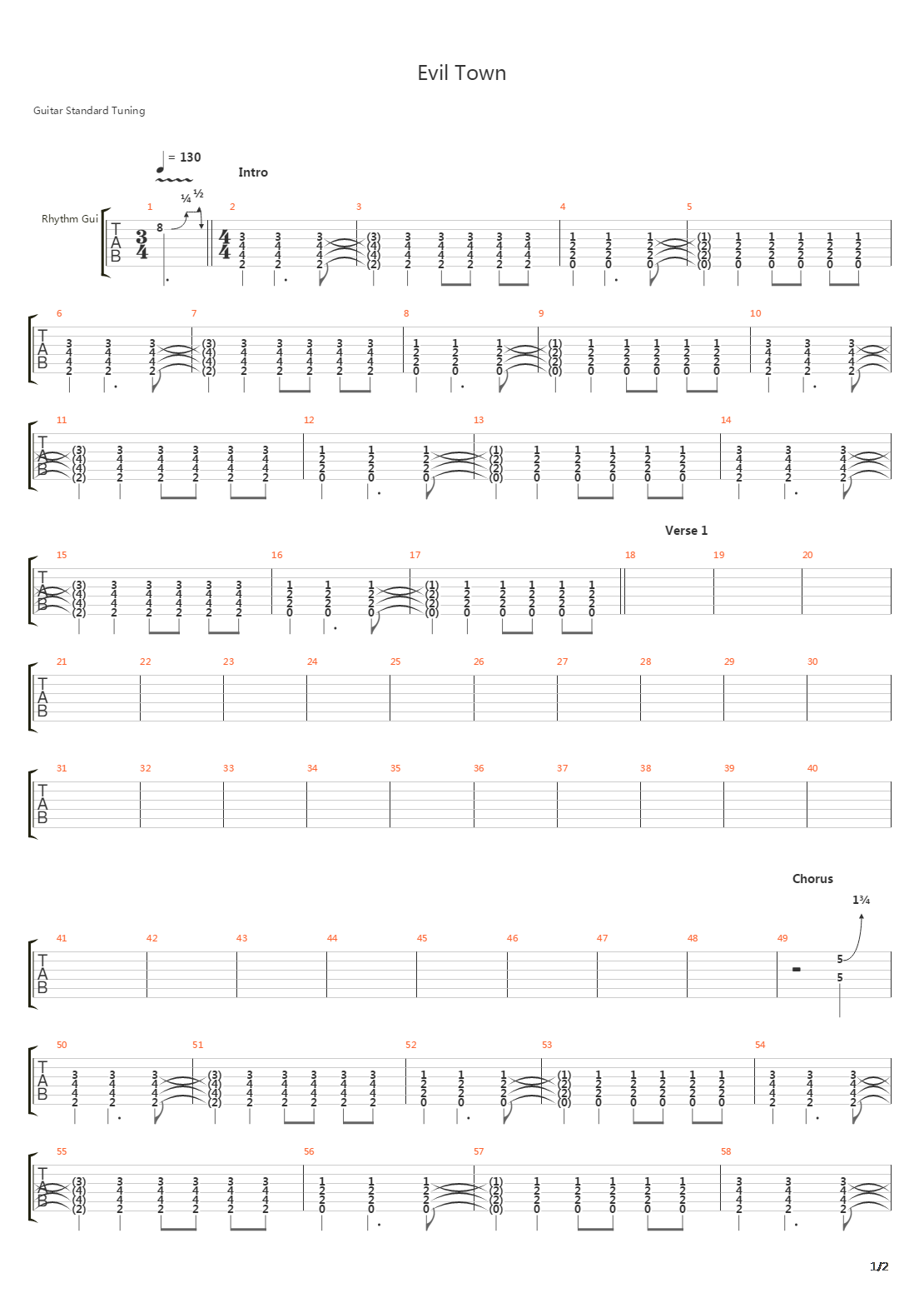 Evil Town吉他谱