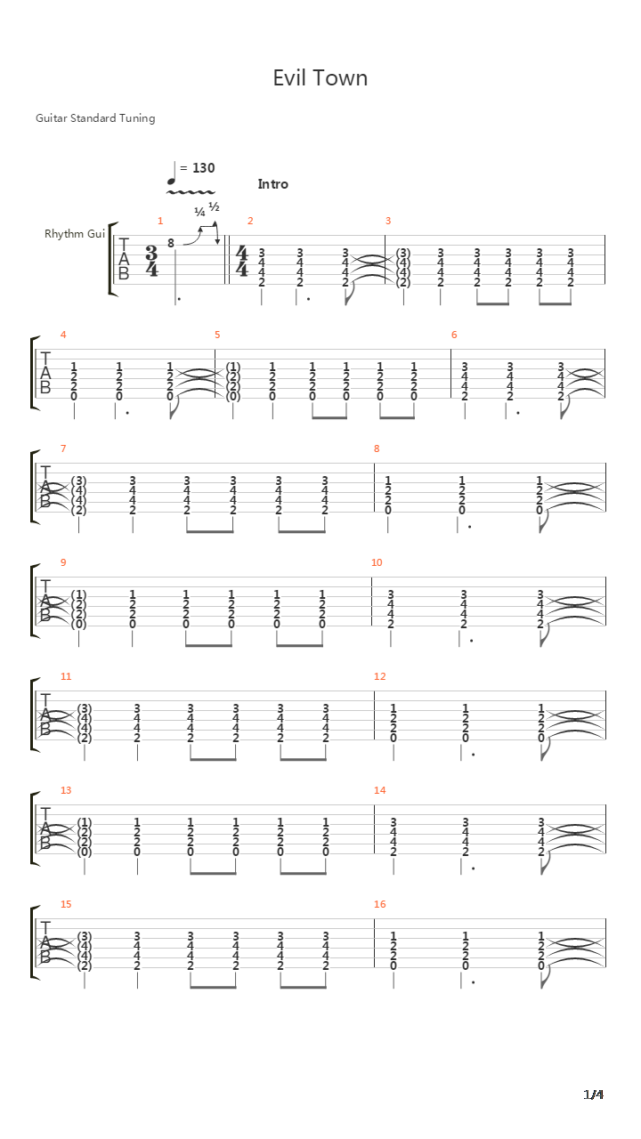 Evil Town吉他谱