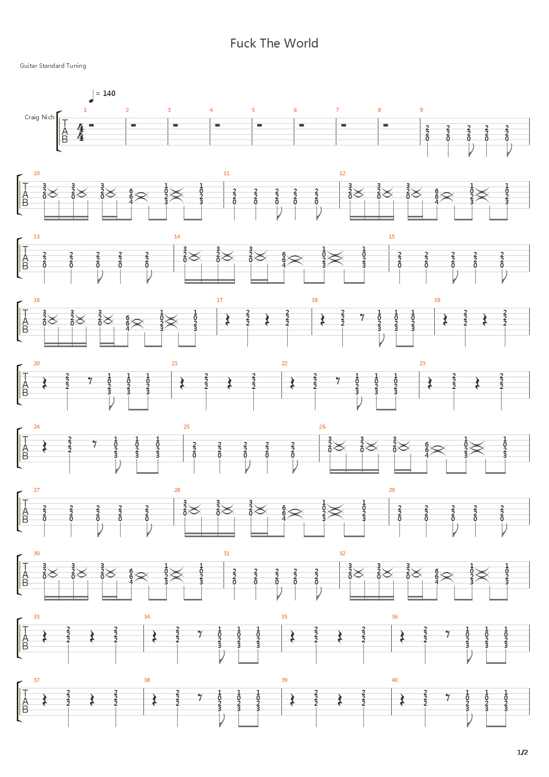 Fuck The World吉他谱