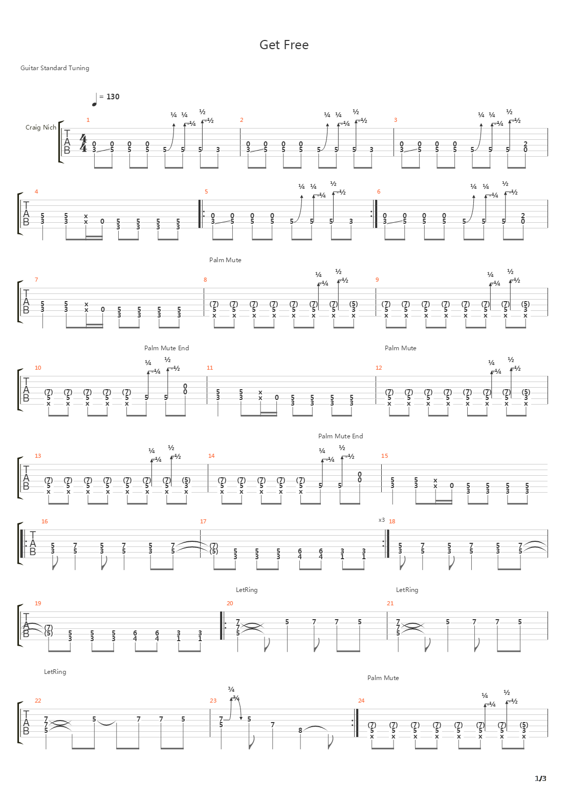 Get Free吉他谱