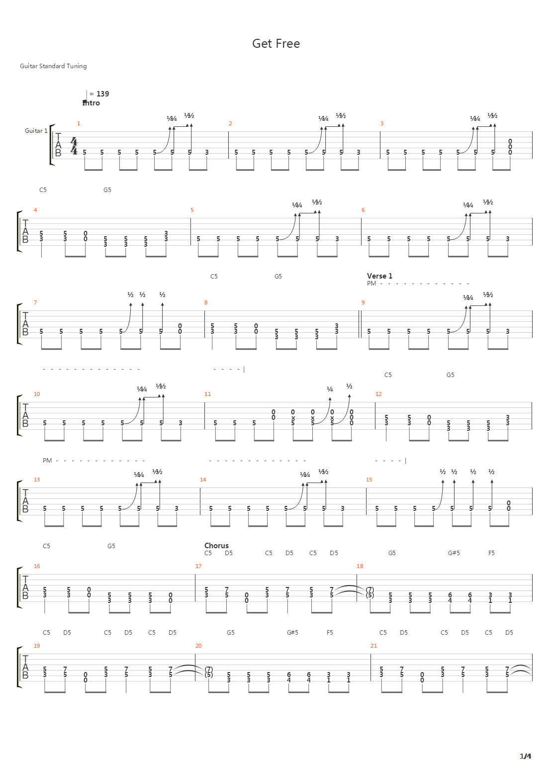 Get Free吉他谱